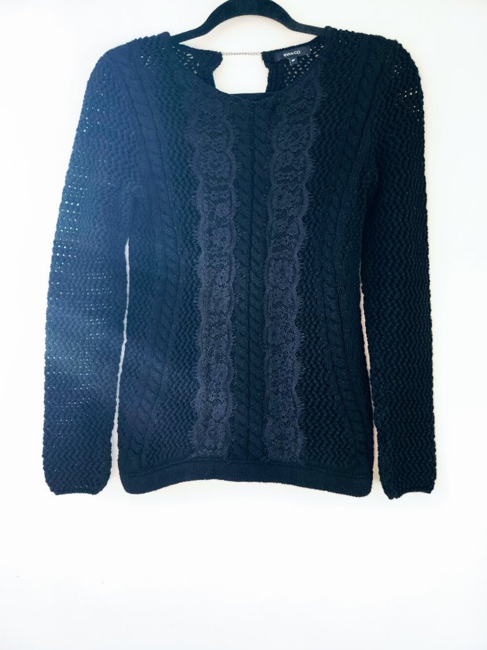 RW&CO. Black Knit Long Sleeve Top